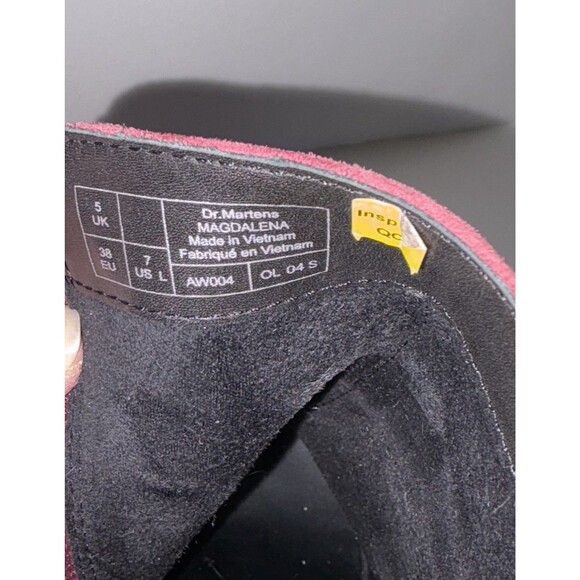 Doc Martens Size 7 Magdalena Suede Leather Ankle Boots 4" Heels Burgundy Wine - Picture 5 of 12